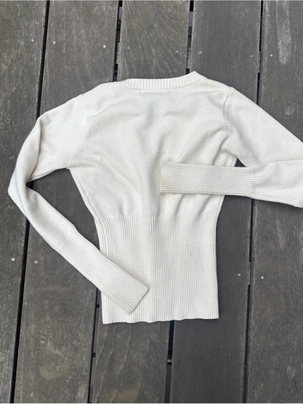 Frankie's Bikinis Ivory Button-Front Ribbed Hem Cardigan